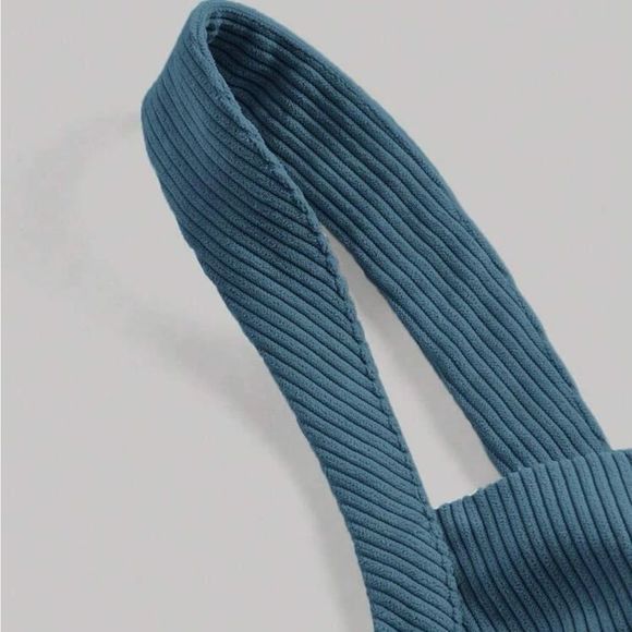 Blue Ribbed Tank Top - Picture 3 of 6